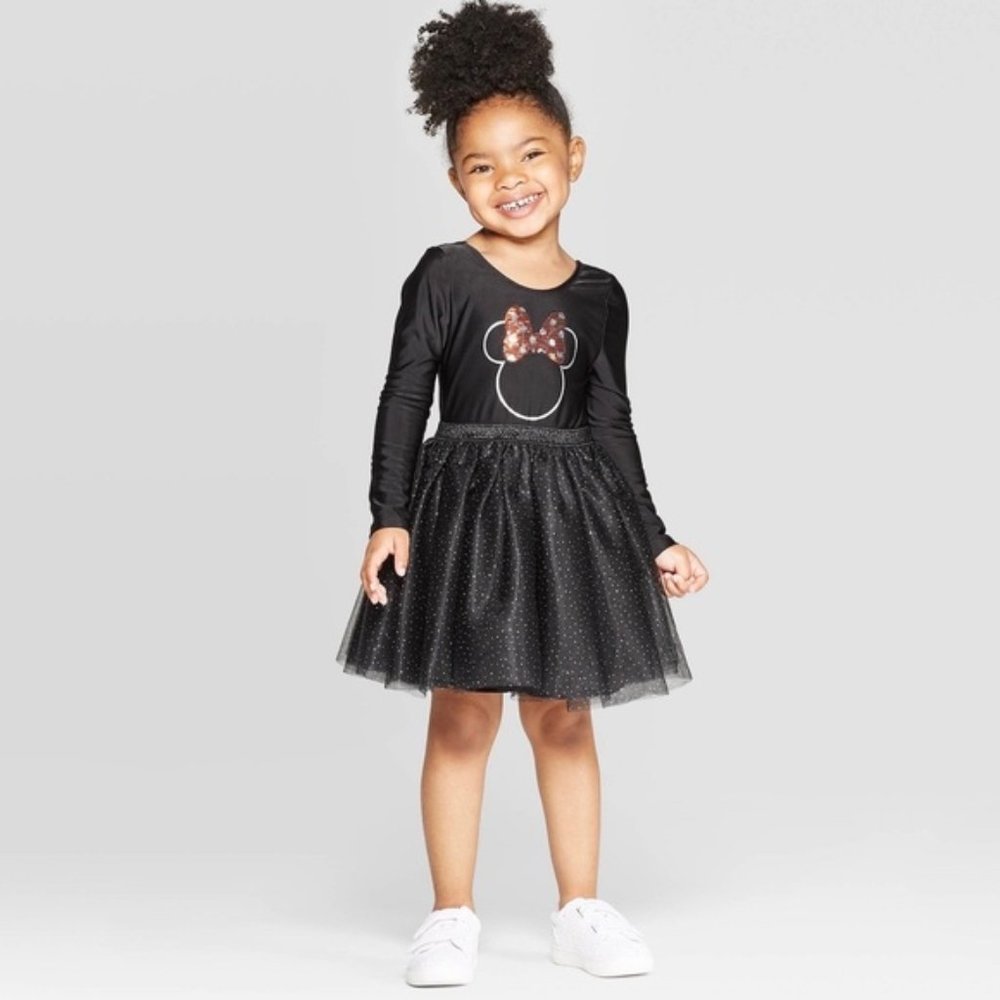 Disney Minnie Mouse Dress Sequin Tutu Long Sleeve 2T